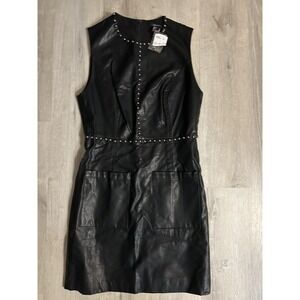 Forever 21 Sleeveless Faux Leather Dress w/Silver Stud trim New w/Imperfections